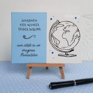 Placuta geografie personalizata cu mesaj handmade pictata manual
