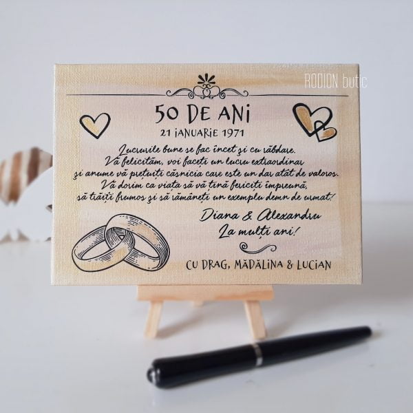 Placuta nunta de aur personalizata cu mesaj lucrata manual