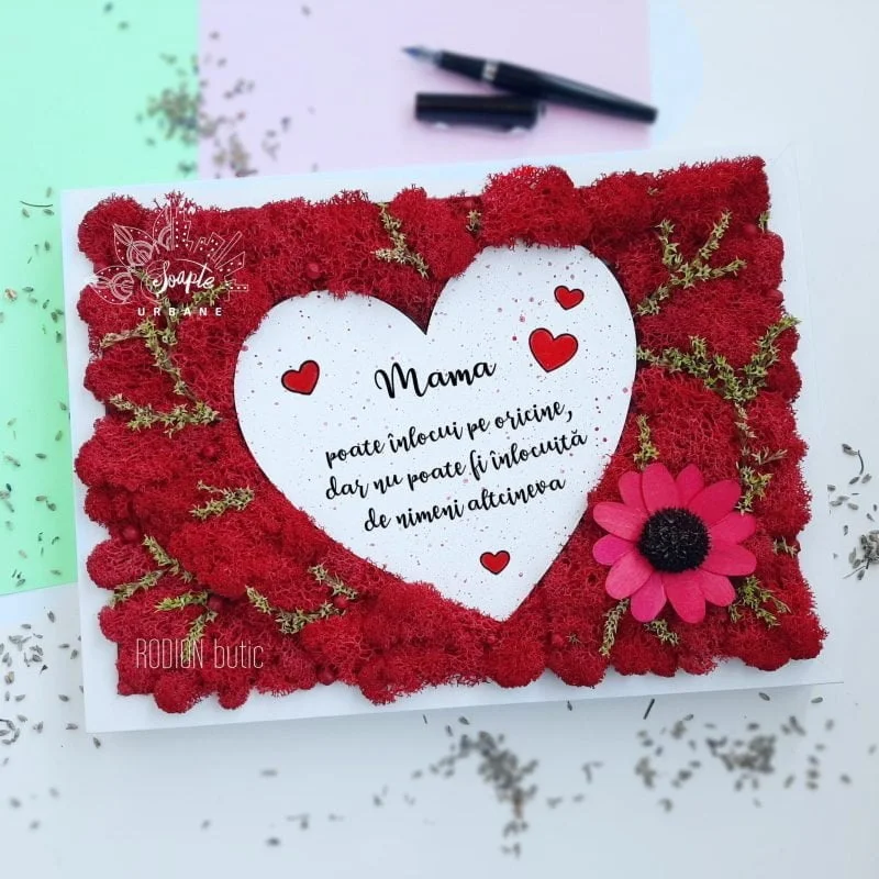Tablou licheni pentru mama inima personalizat cu mesaj