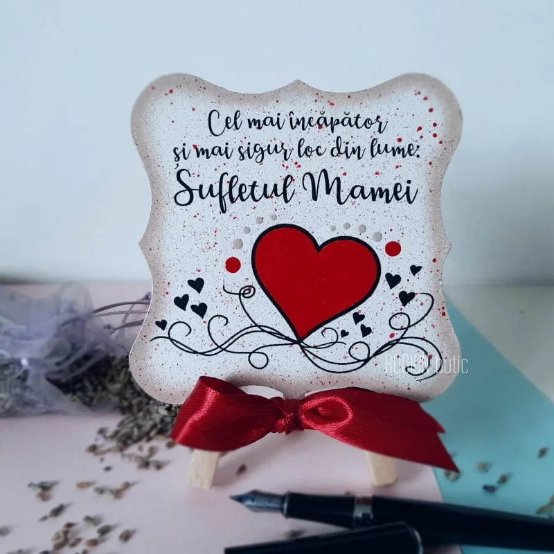 Cadou pentru mama pictat manual minicanvas personalizat cu mesaj